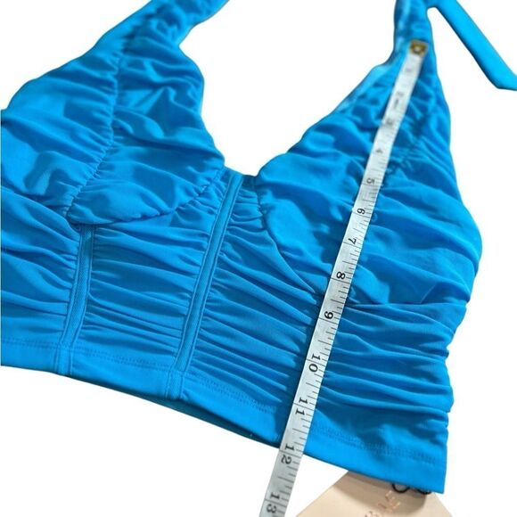 Shein halter top ruched sheer blue size 4 (small) - Picture 6 of 7